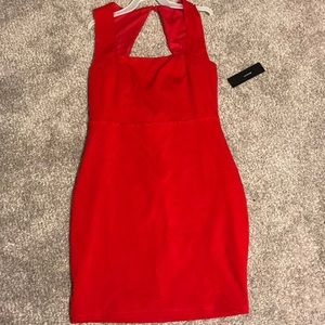 Sip of Champagne Red Square Neck Bodycon Dress